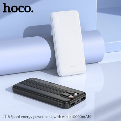 Hoco J118 Speed energy power bank with cable(10000mAh) - Black