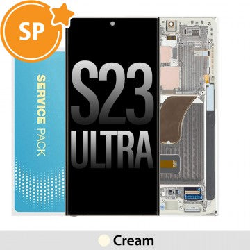 Samsung Galaxy S23 Ultra Service Pack Screen - Cream/ Silver