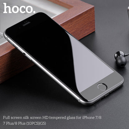 HOCO G5 Full Silk Screen HD Tempered Glass For iP7/8 Black - 10 Pack