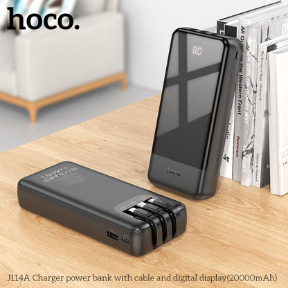 Hoco J114A Charger power bank with cable and digital display(20000mAh) - Black