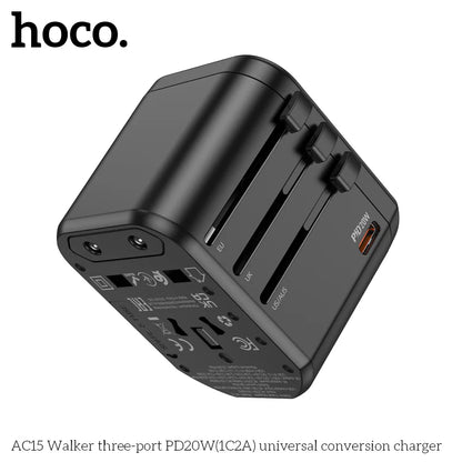 HOCO AC15 Walker three-port PD20W(1C2A) universal conversion charger