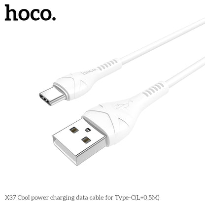 HOCO X37 Cool power charging data cable for Type-C(L=0.5M) White