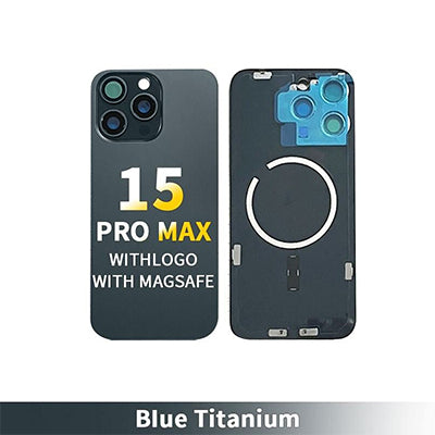 Iphone 15 Pro Max - Compatible Back Glass With Camera Lens And Magnet Aftermarket - Blue Titanium