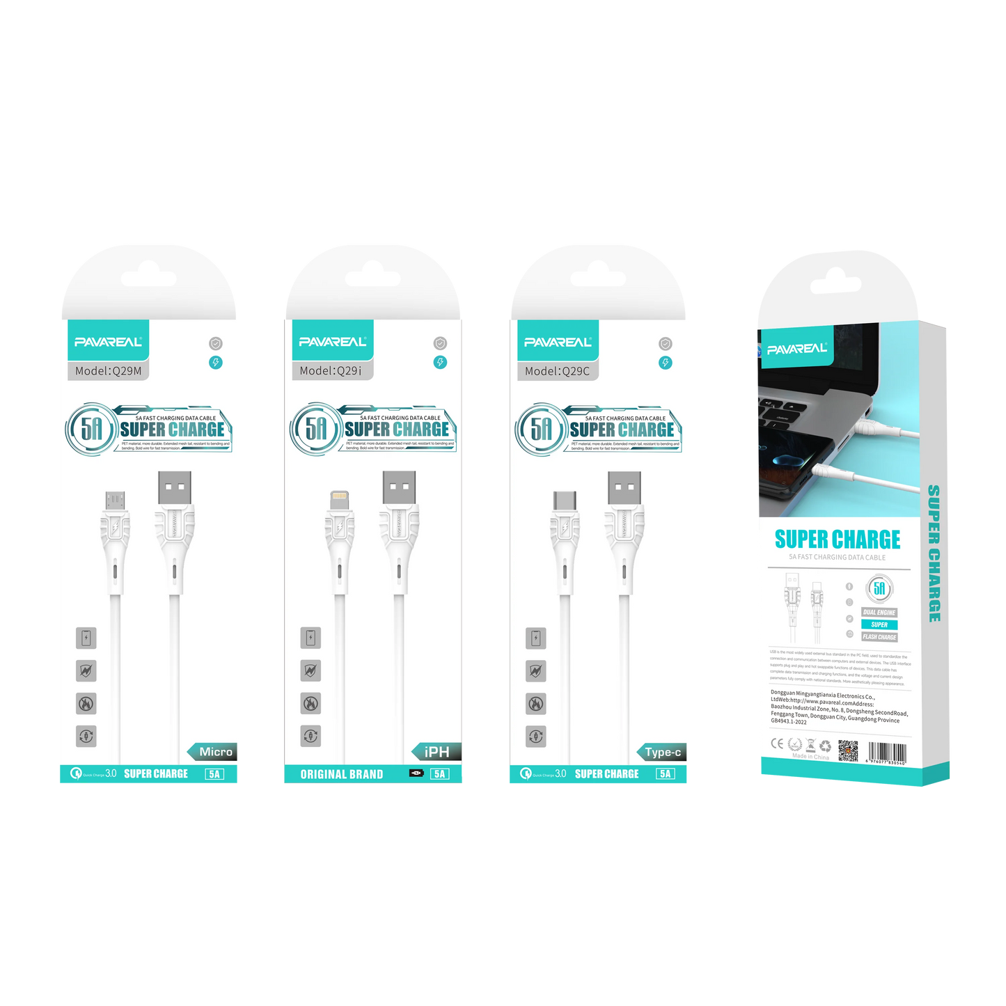 PAVAREAL Q29m 5A Super Charging Fast data cable 1M - Micro