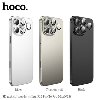 HOCO 3D metal frame lens film iP16 Pro/16 Pro Max(V13) - Titanium Gold