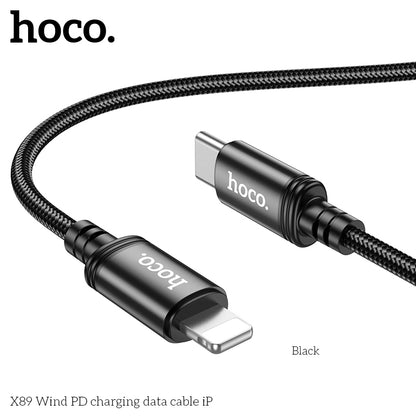 Hoco X89 Wind PD charging data cable iP Black