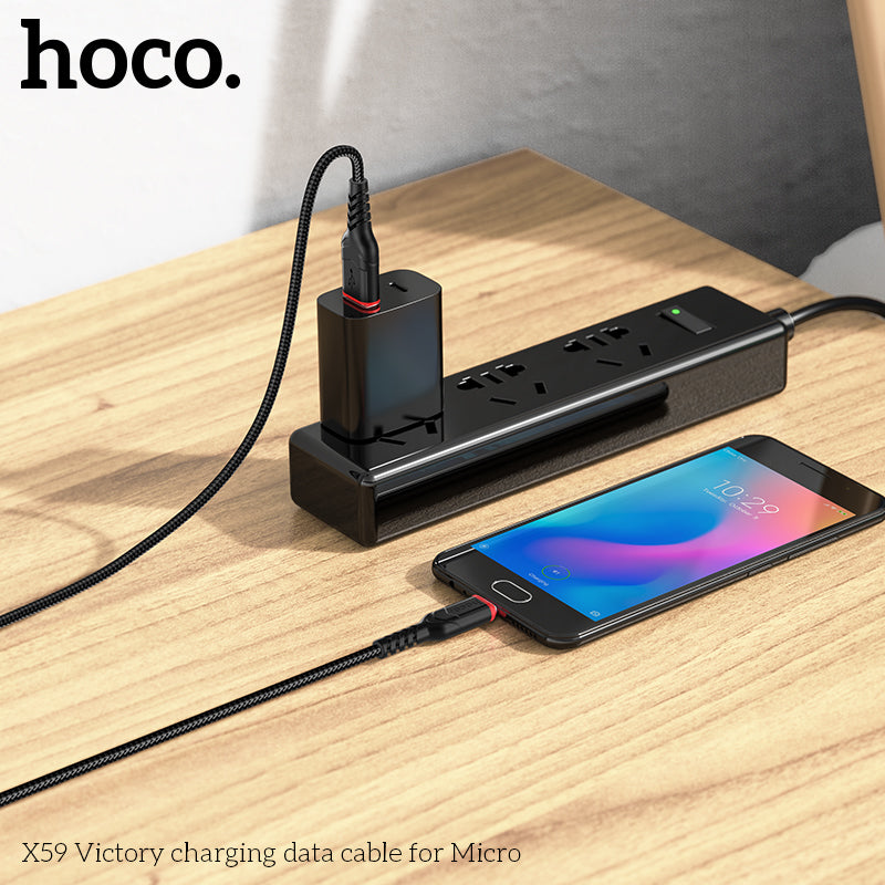 HOCO X59 Victory charging data cable for Micro Blue