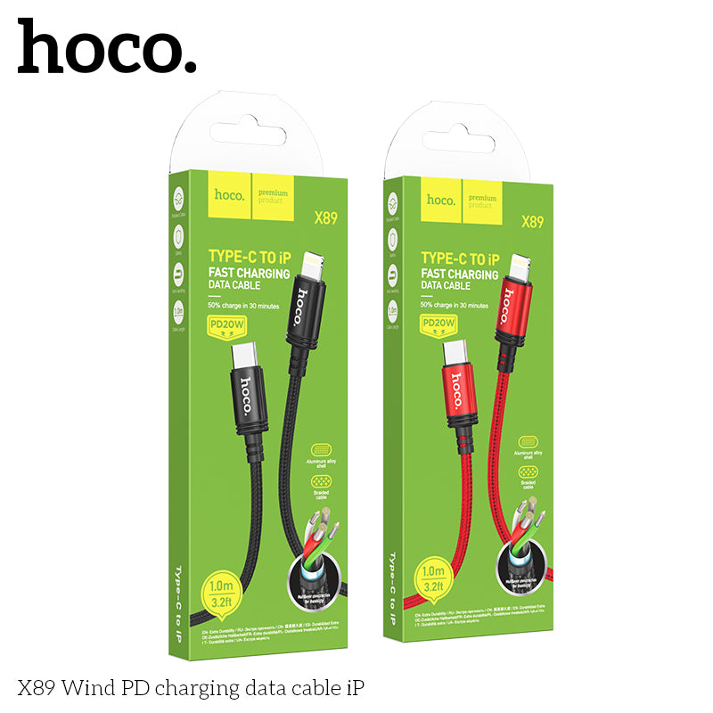 Hoco X89 Wind PD charging data cable iP Black