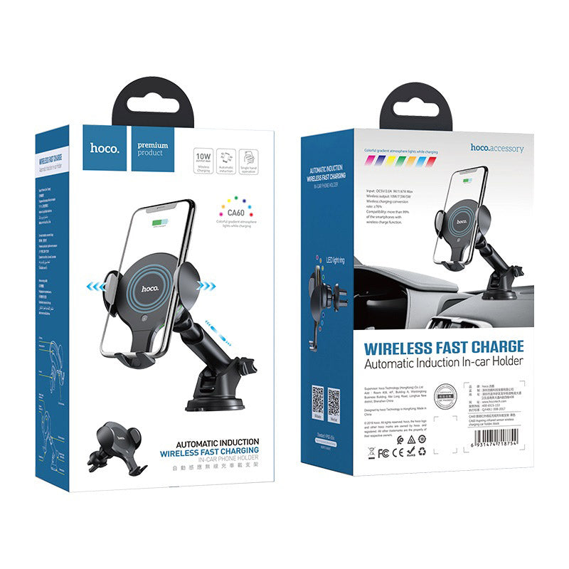 CA60 Aspiring infrared sensor wireless charging car holder