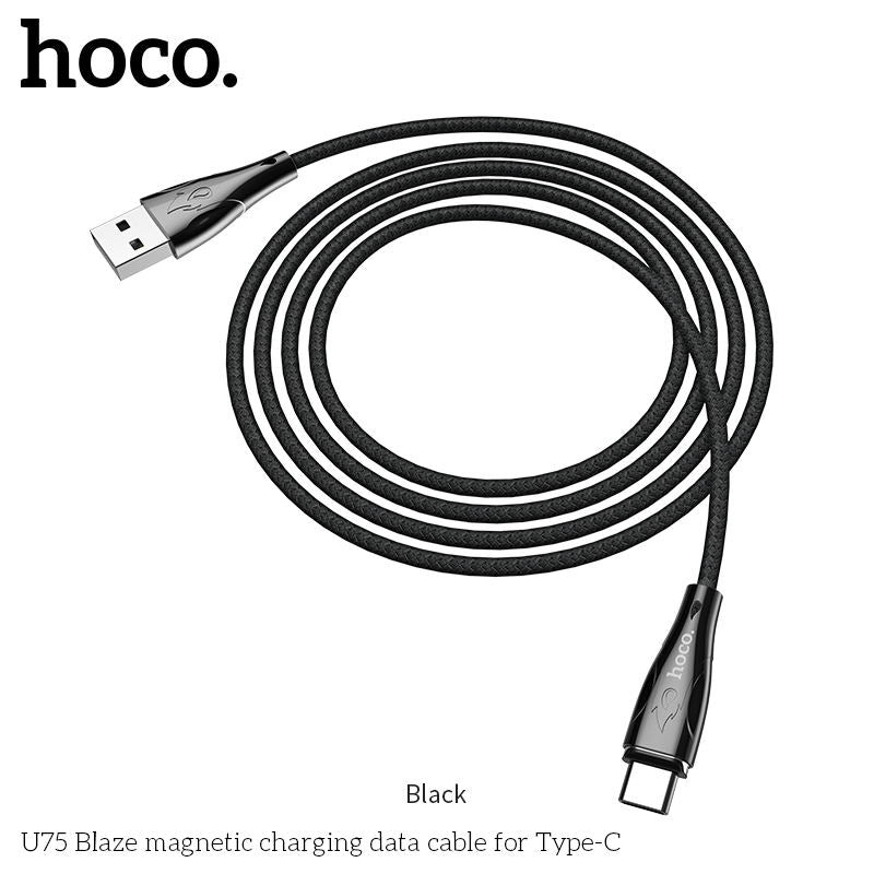 U75 Blaze magnetic Type C charging Cable - Black