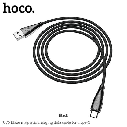U75 Blaze magnetic Type C charging Cable - Black