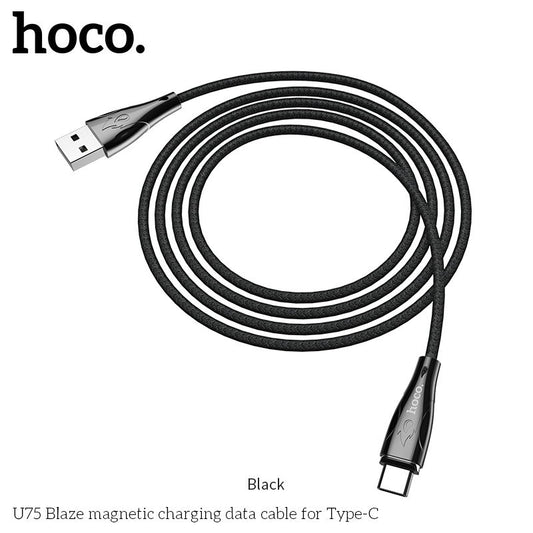 U75 Blaze magnetic Type C charging Cable - Black