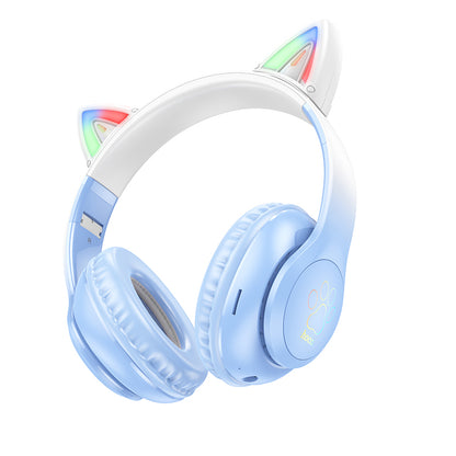 HOCO W42 Cat ears BT headphones - Crystal Blue