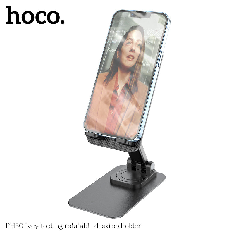 Hoco PH50 Ivey folding rotatable desktop holder - Black