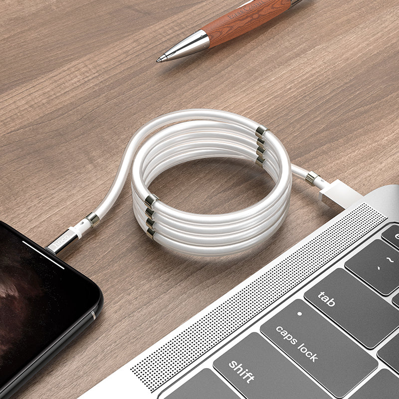 HOCO U91 Magic magnetic Lighning Charging Cable - White