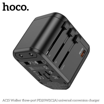HOCO AC15 Walker three-port PD20W(1C2A) universal conversion charger
