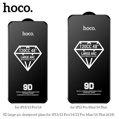 HOCO A34 9D Large Arc Dustproof Glass Screen Protector For iP13 Pro Max /14 Plus