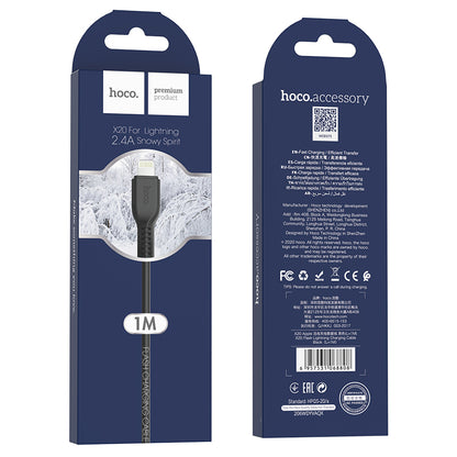 HOCO X20 Lightning Charging Cable - Black (L=3M)