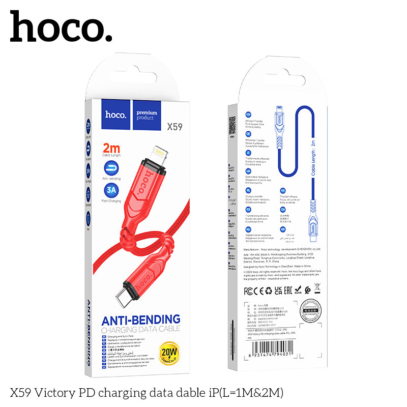 HOCO X59 Victory PD charging data cable iP(L=2M) Black [BW50]