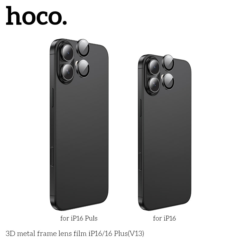 HOCO 3D metal frame lens film iP16/16 Plus(V13) - Black