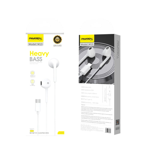 PAVAREAL M13 Digital Type-C Heavy Bass comfortable wear Earphones (ip15/16/Android)