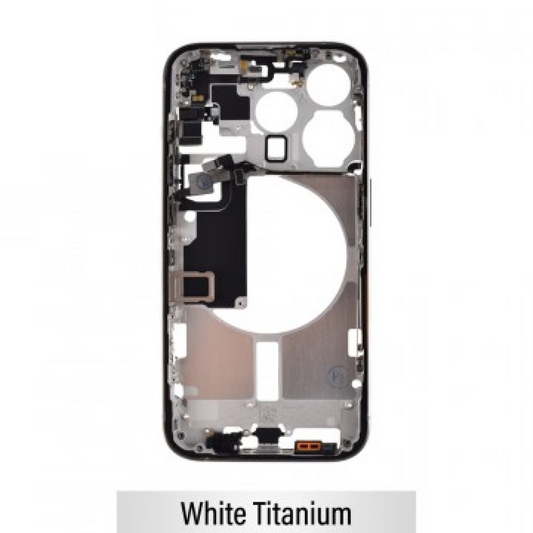 iPhone 15 Pro Oem Mid Frame Housing With Small Parts - White Titanium