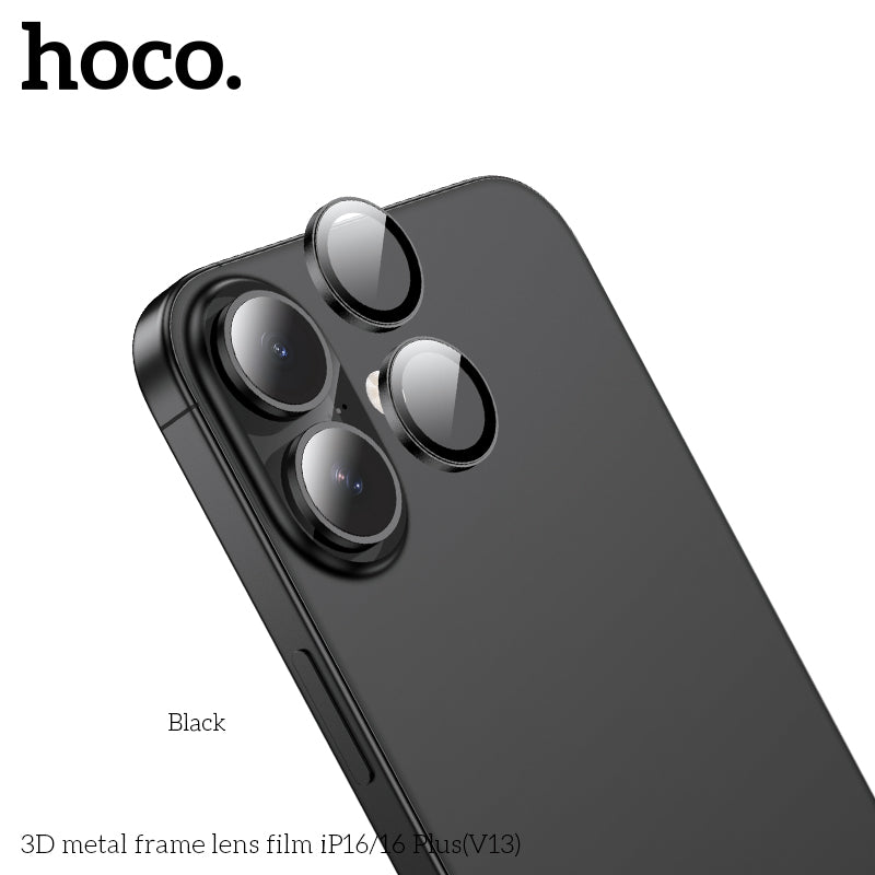HOCO 3D metal frame lens film iP16/16 Plus(V13) - Black