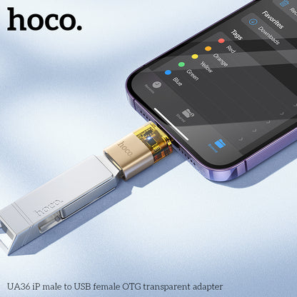 UA36 iP male to USB female OTG transparent adapter