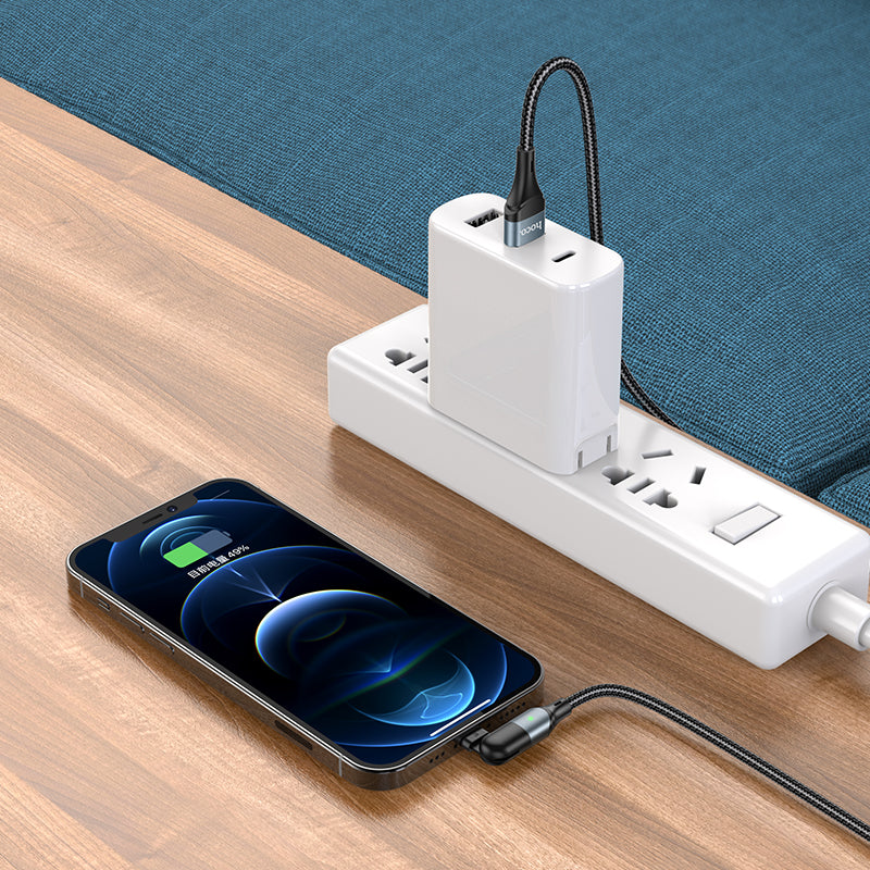 HOCO U100 Orbit Charging Data Cable for Lightning - Black L=1.2M