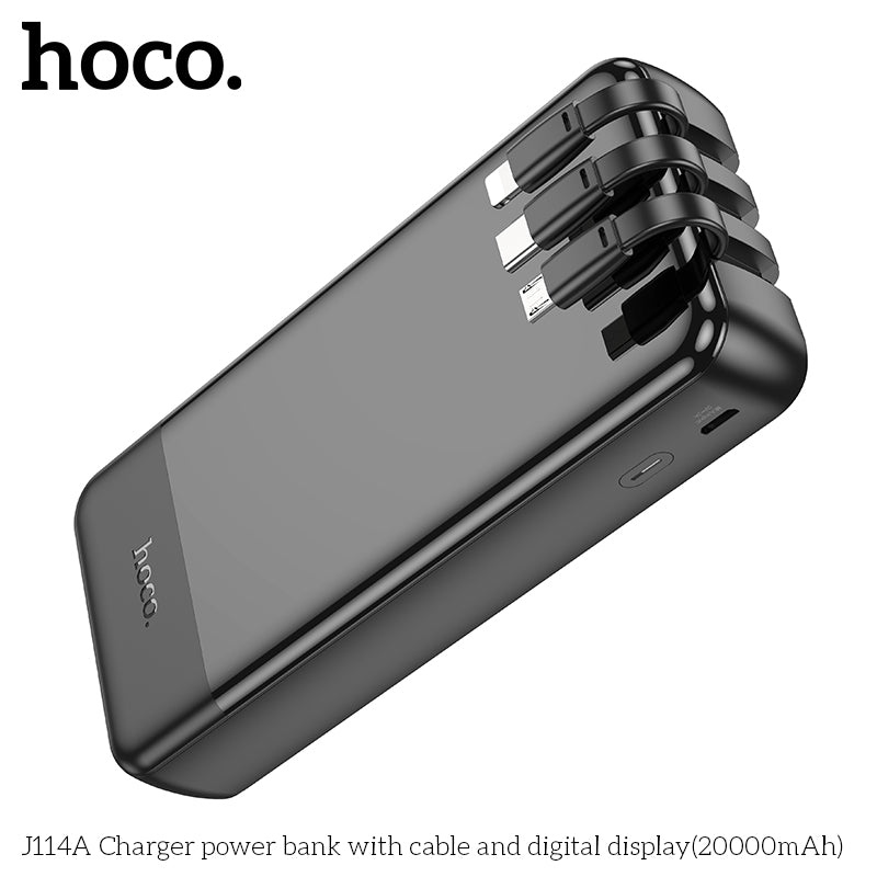 Hoco J114A Charger power bank with cable and digital display(20000mAh) - Black