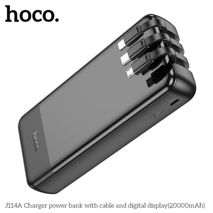Hoco J114A Charger power bank with cable and digital display(20000mAh) - Black