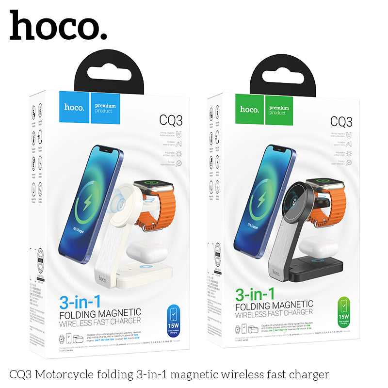 CQ3 Folding 3-in-1 MSafe Wireless Charging for Phones and Apple Watch White