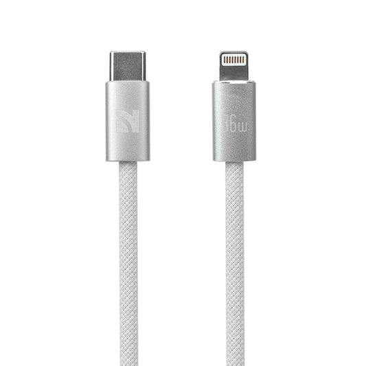 NCC XC-0112 USB-C To Lightning 36W 1.2M Braided & Aluminium Case - White