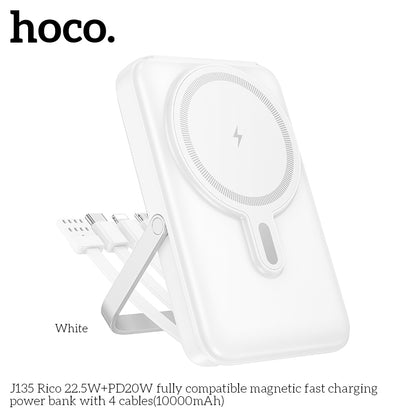 J135 Rico 22.5W+PD20W 10000mAh Magsafe + 4 Cables + Stand fast charging power bank - Black
