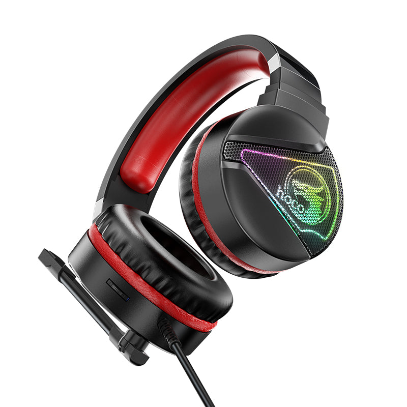 HOCO W104 Wired Gaming Headphones with Mic - Red