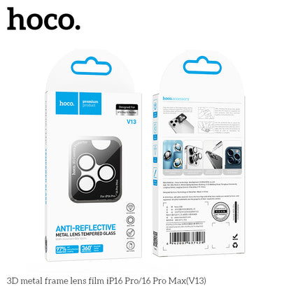 HOCO 3D metal frame lens film iP16 Pro/16 Pro Max(V13) - Titanium Gold