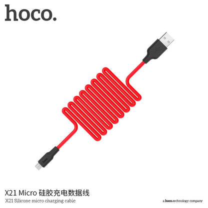 X21 Silicon Micro Fast Charging Cable - Red (L=1M)