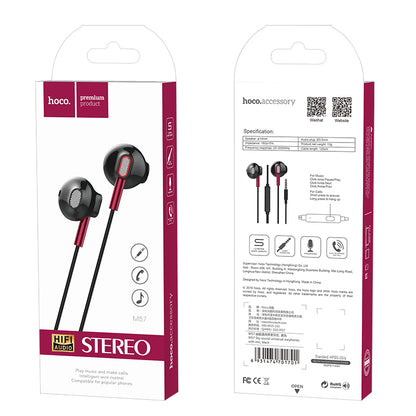 HOCO M57 Stereo Wired Headset with Mic - Black