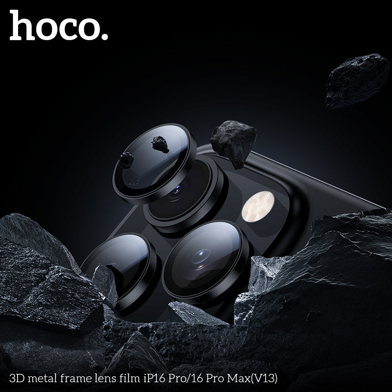 HOCO 3D metal frame lens film iP16 Pro/16 Pro Max(V13) - Silver