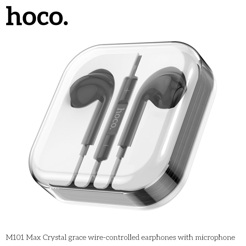 HOCO M101 Max Crystal grace wire-controlled earphones with microphone blk aux