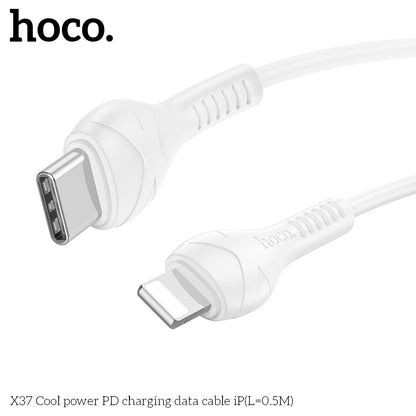 HOCO X37 Cool power charging data cable for iP(L=0.5M) White