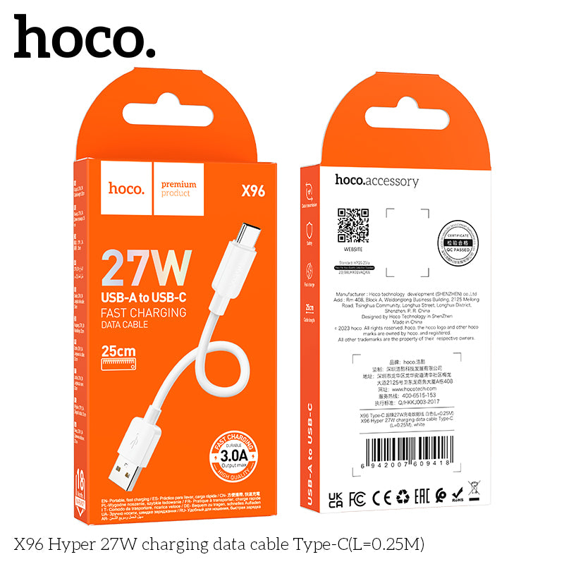 X96 Hyper 27W charging data cable Type-C(L=0.25M)