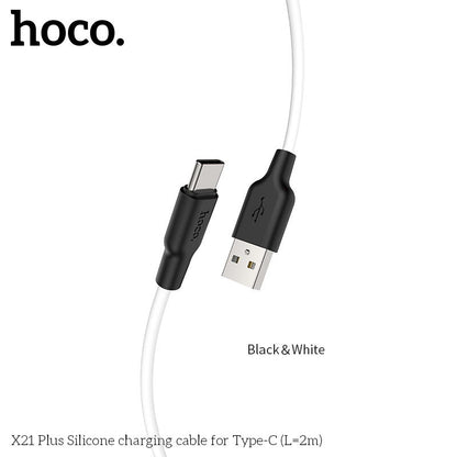 X21 Plus Silicone charging cable for Type-C(L=2M) White&black