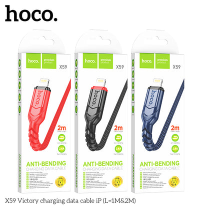 HOCO X59 Victory charging data cable iP(L=2M) Black