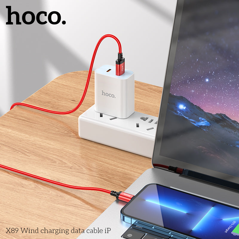 Hoco X89 Wind charging data cable iP - Black