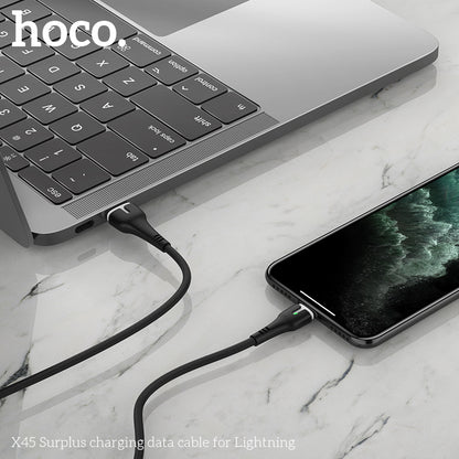 HOCO X45 Silicon Lightning Fast Charging Cable - Black (L=1M)