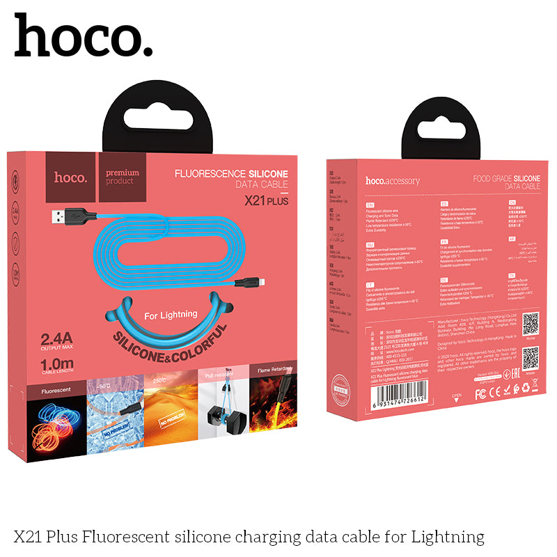 HOCO X21 Silicon Lightning Fast Charging Cable - White (L=1M)
