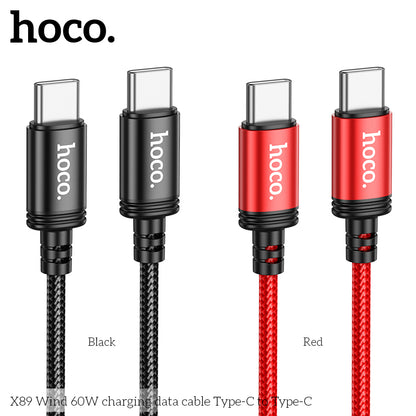 Hoco X89 Wind 60W Braid charging data cable Type-C to Type-C - Black