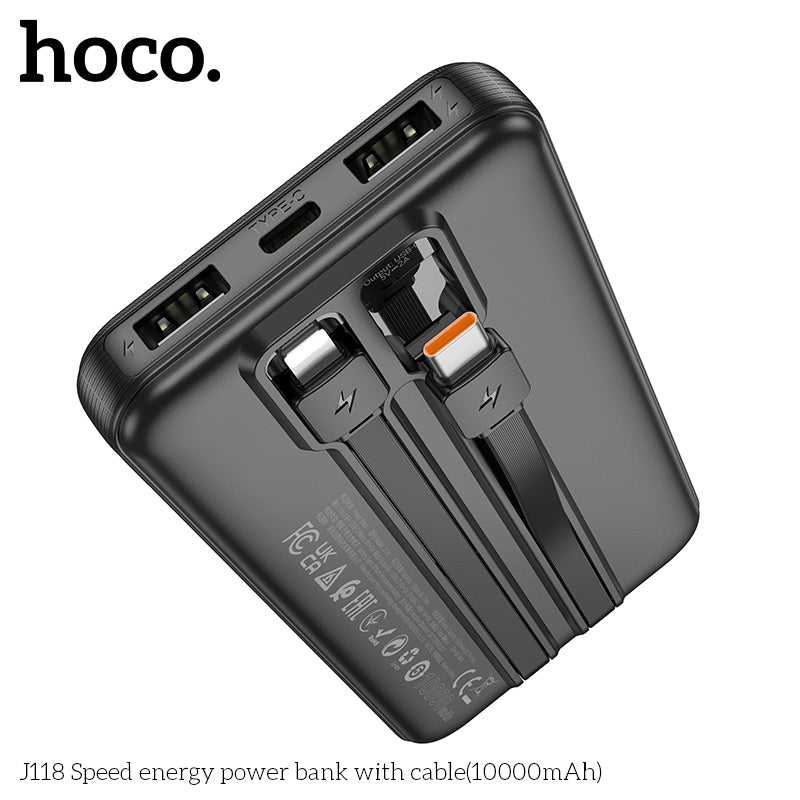 Hoco J118 Speed energy power bank with cable(10000mAh) - Black