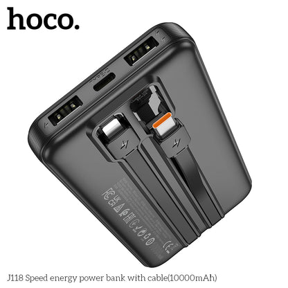 Hoco J118 Speed energy power bank with cable(10000mAh) - Black